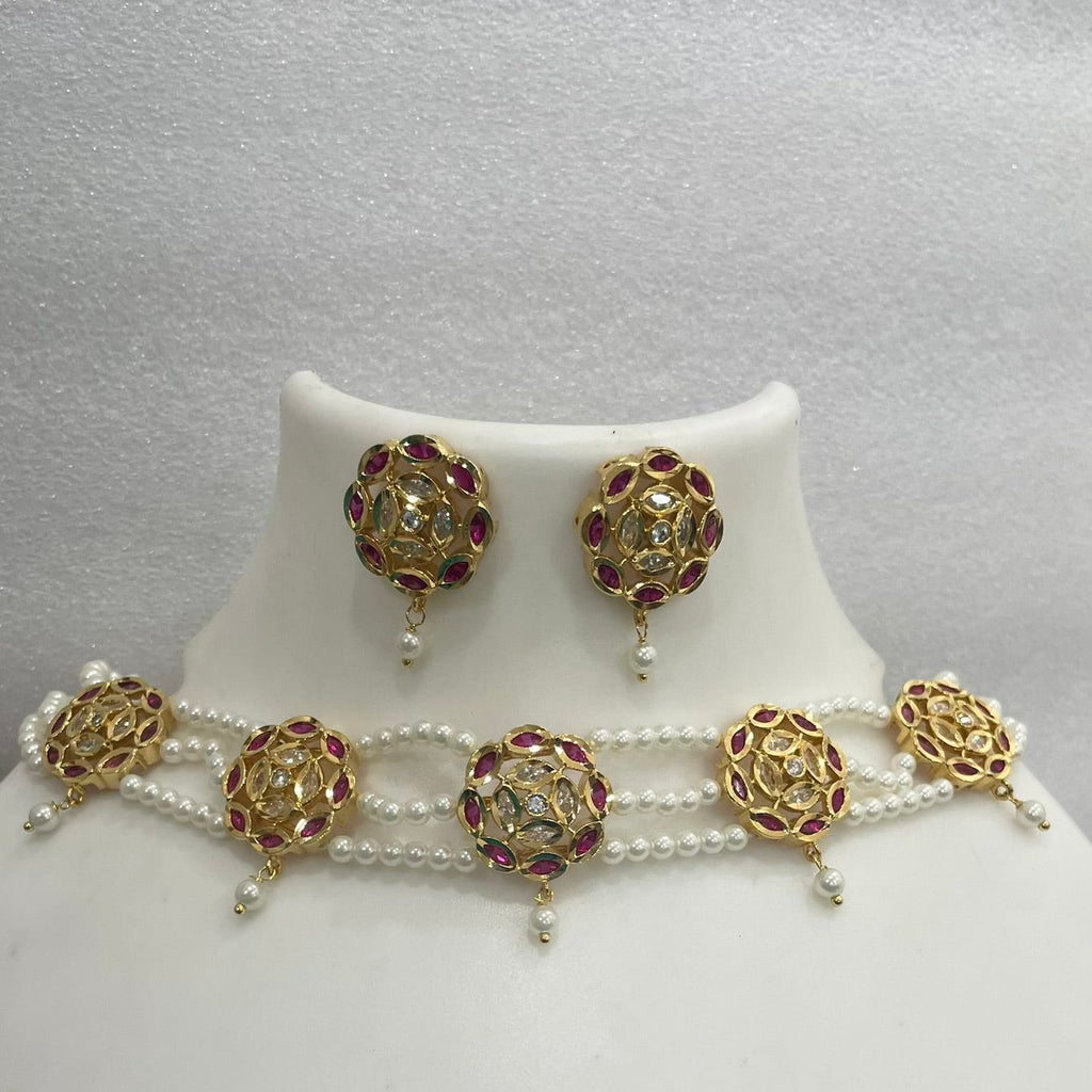 Red white AD Chakri Choker CH1125