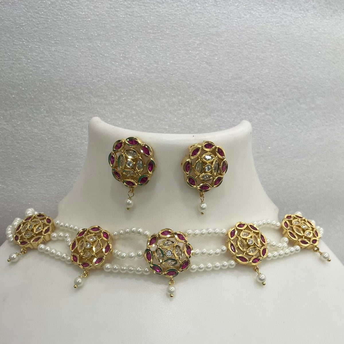 Red white AD Chakri Choker CH1125