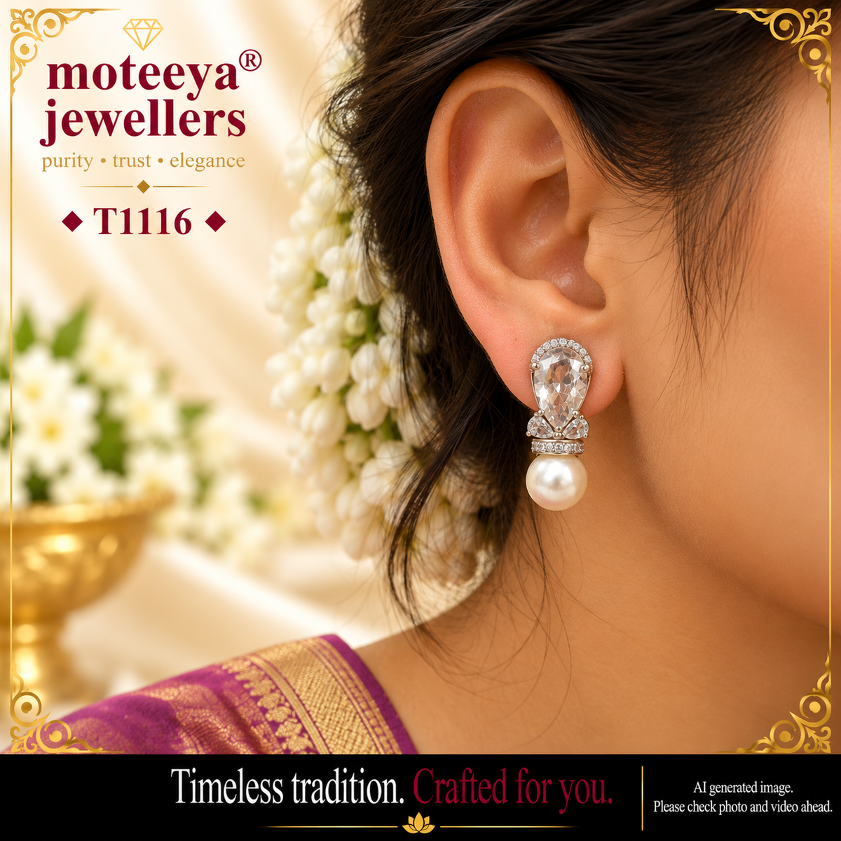 Drop shape stone earing T1116 1116