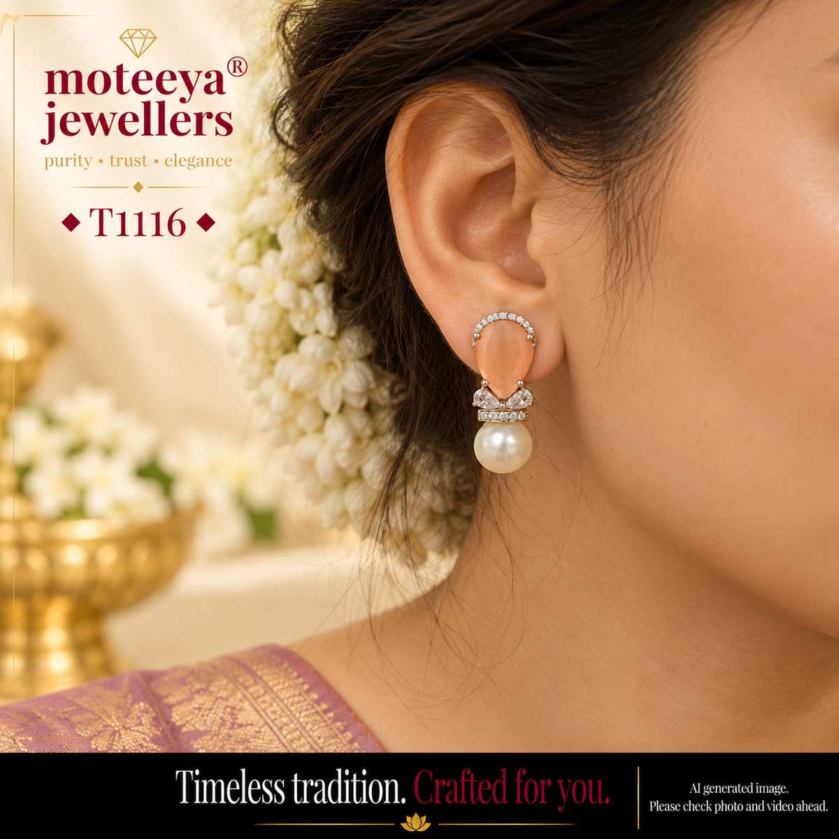 Drop shape stone earing T1116 1116
