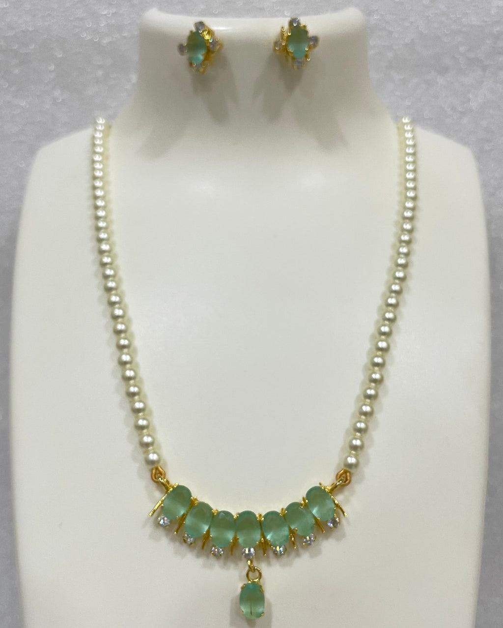 Baby blue bar pendant set PR1101 1101