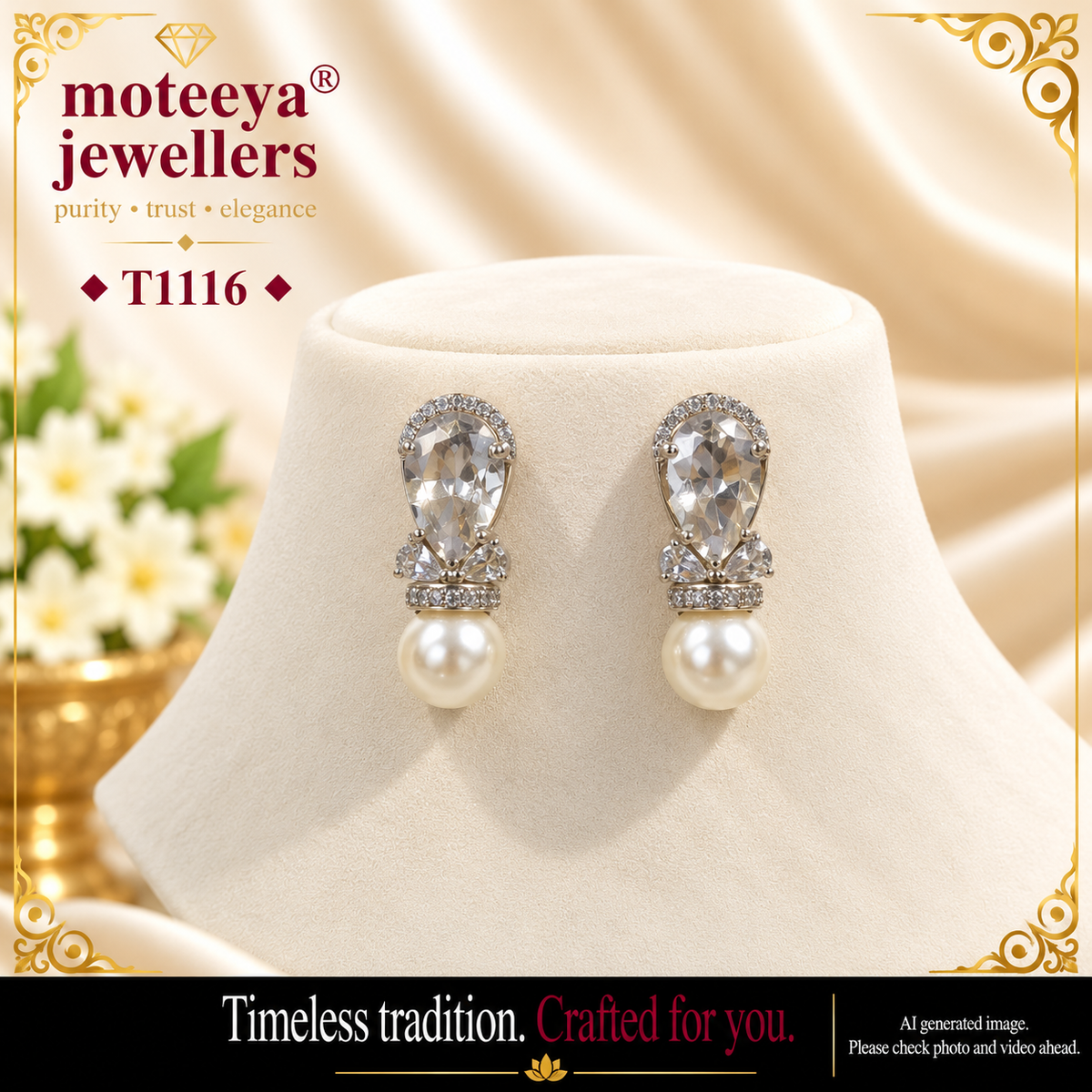 Drop shape stone earing T1116 1116