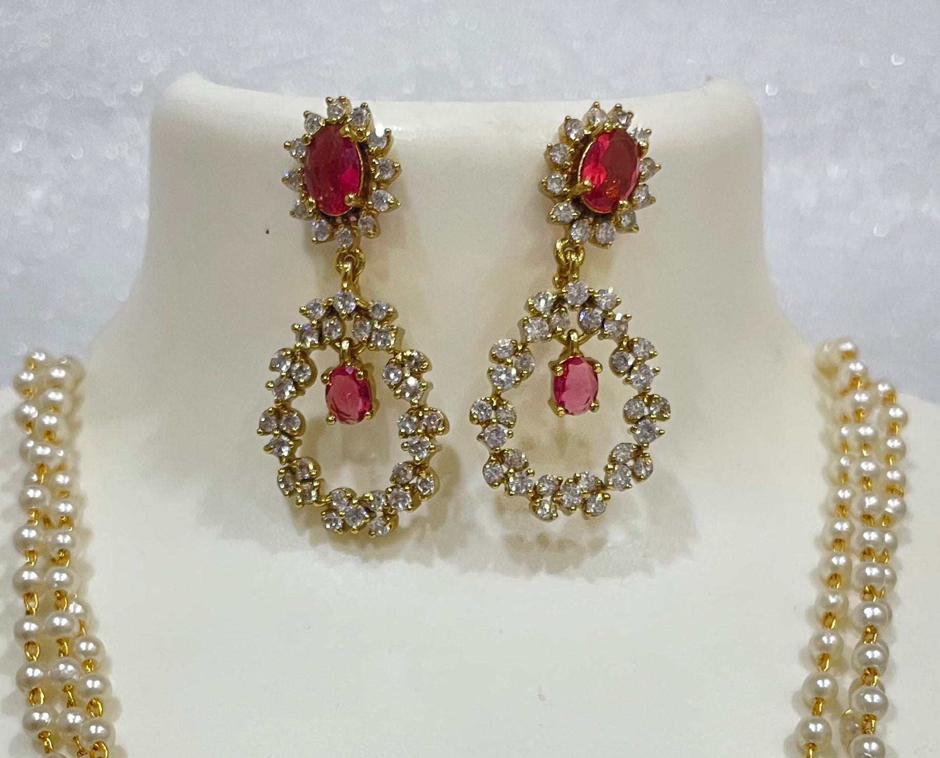 AD Ring Pendulum Locket Set with pearl strands L1104 1104