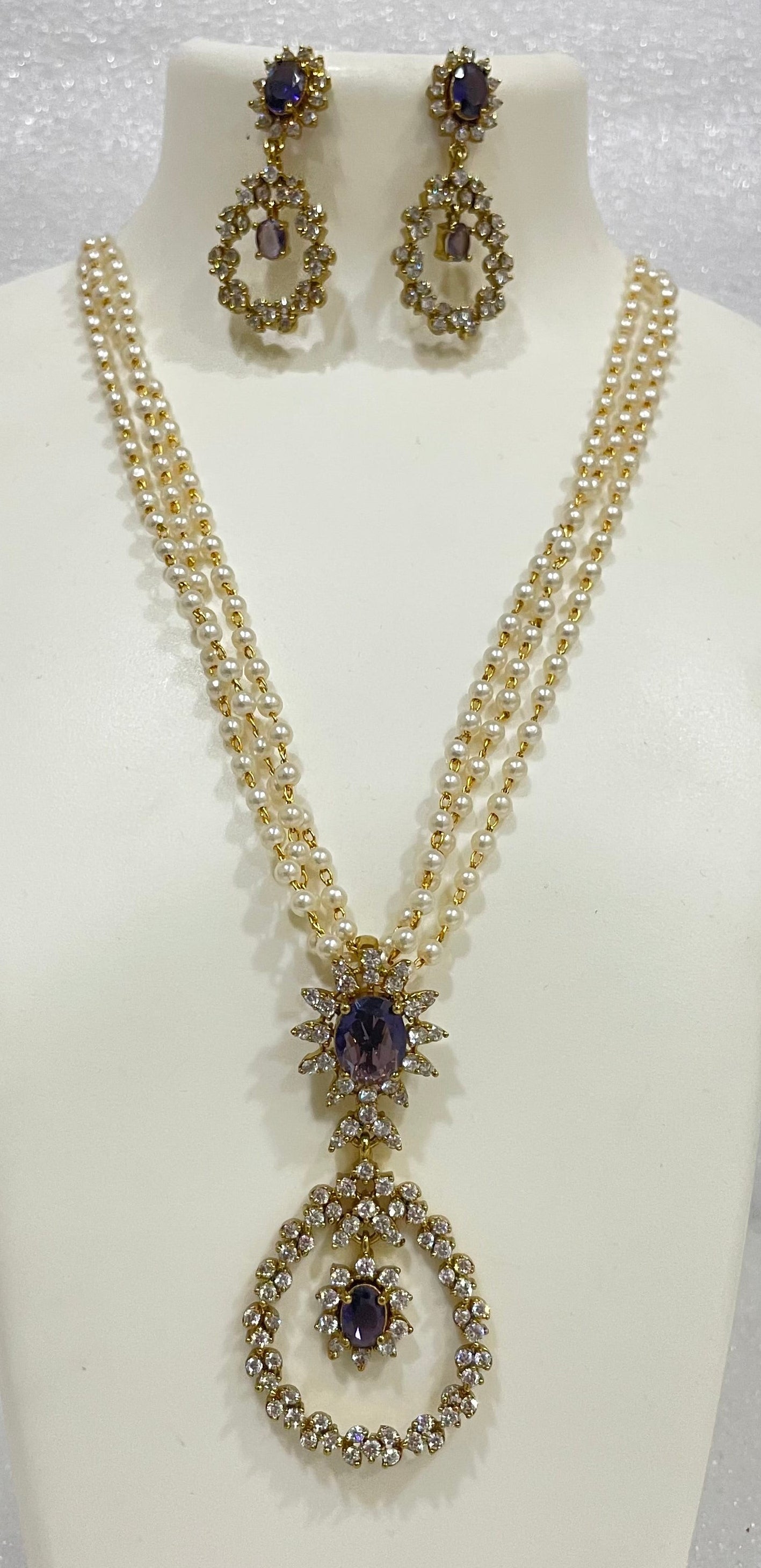 AD Ring Pendulum Locket Set with pearl strands L1104 1104