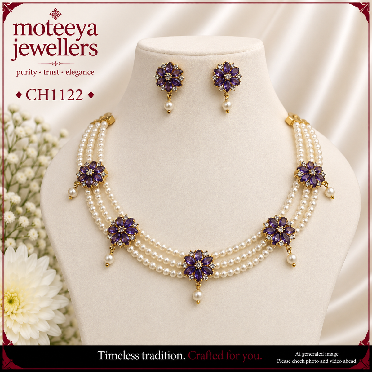 AD and pearl flower Choker CH1122