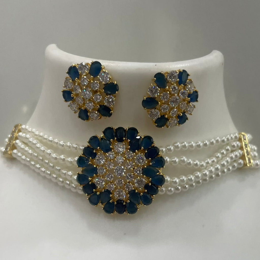 AD and Pearl Flower petal Choker CH1107
