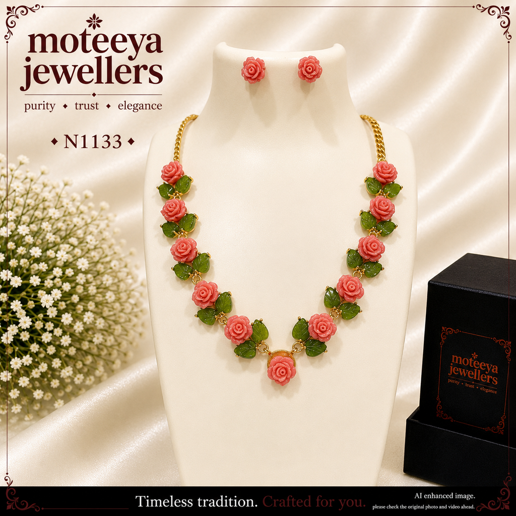 Coral rose Necklace N1133 1133