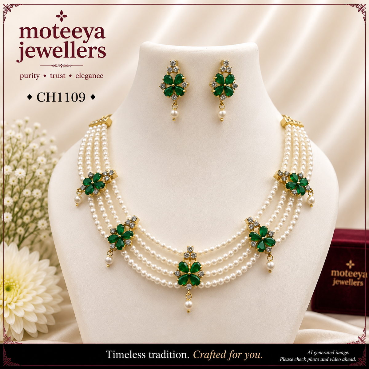 Green and white AD Choufula Choker CH1109