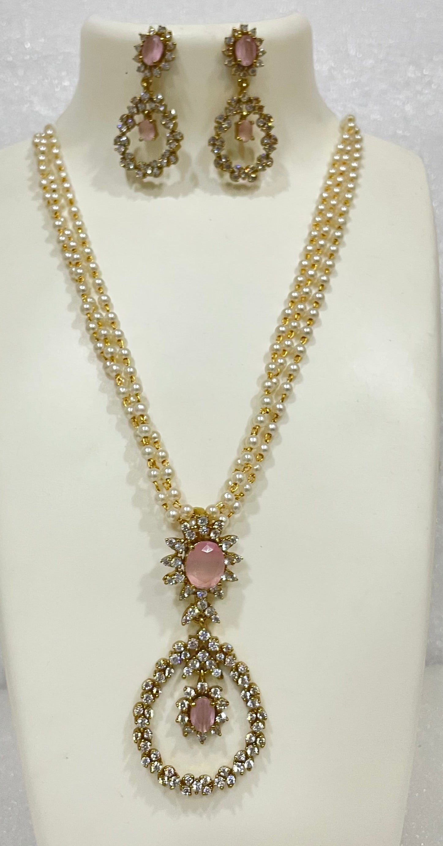 AD Ring Pendulum Locket Set with pearl strands L1104 1104