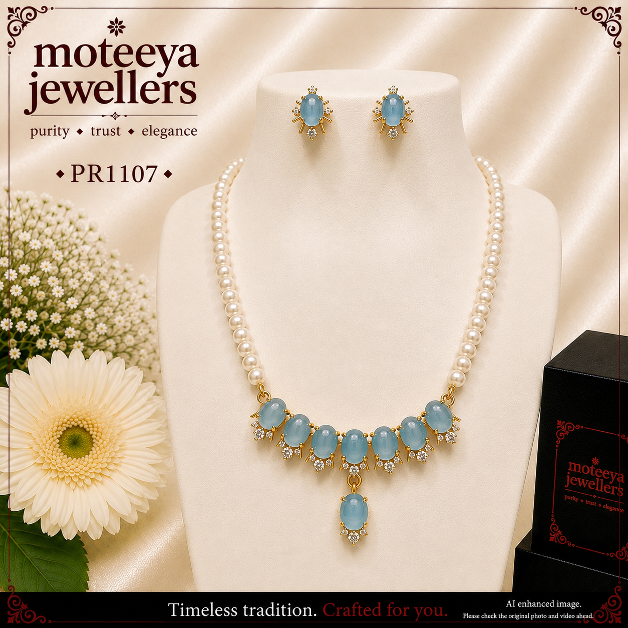 Light blue bar pendant set PR1107 1107