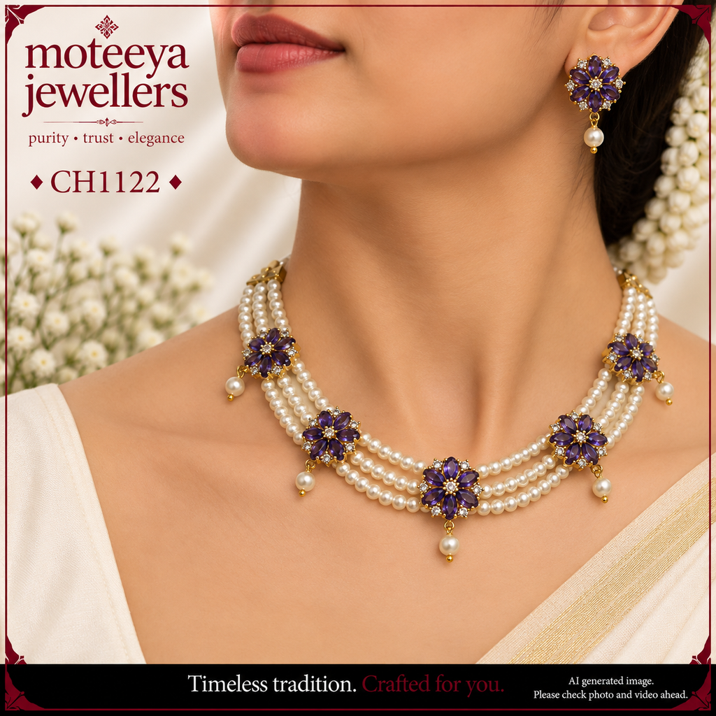AD and pearl flower Choker CH1122