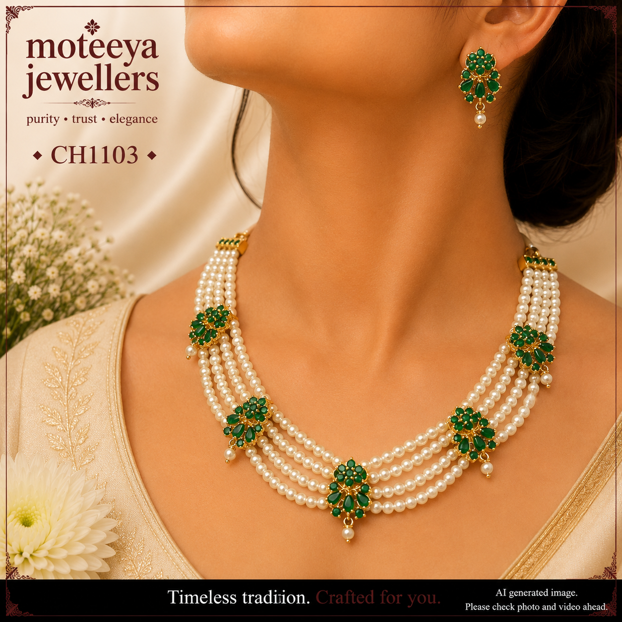 AD and pearl choker CH1103