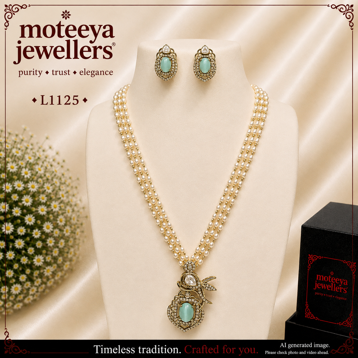 AD single stone Locket Set L1125 1125