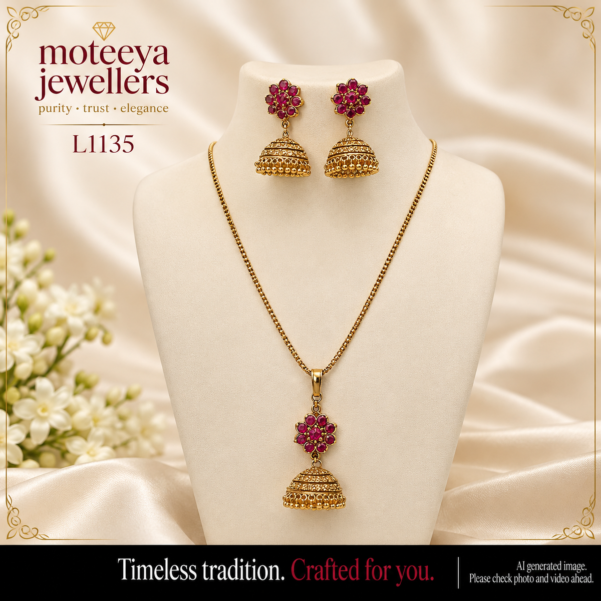 Ghumti rubi color locket set L1135 1135