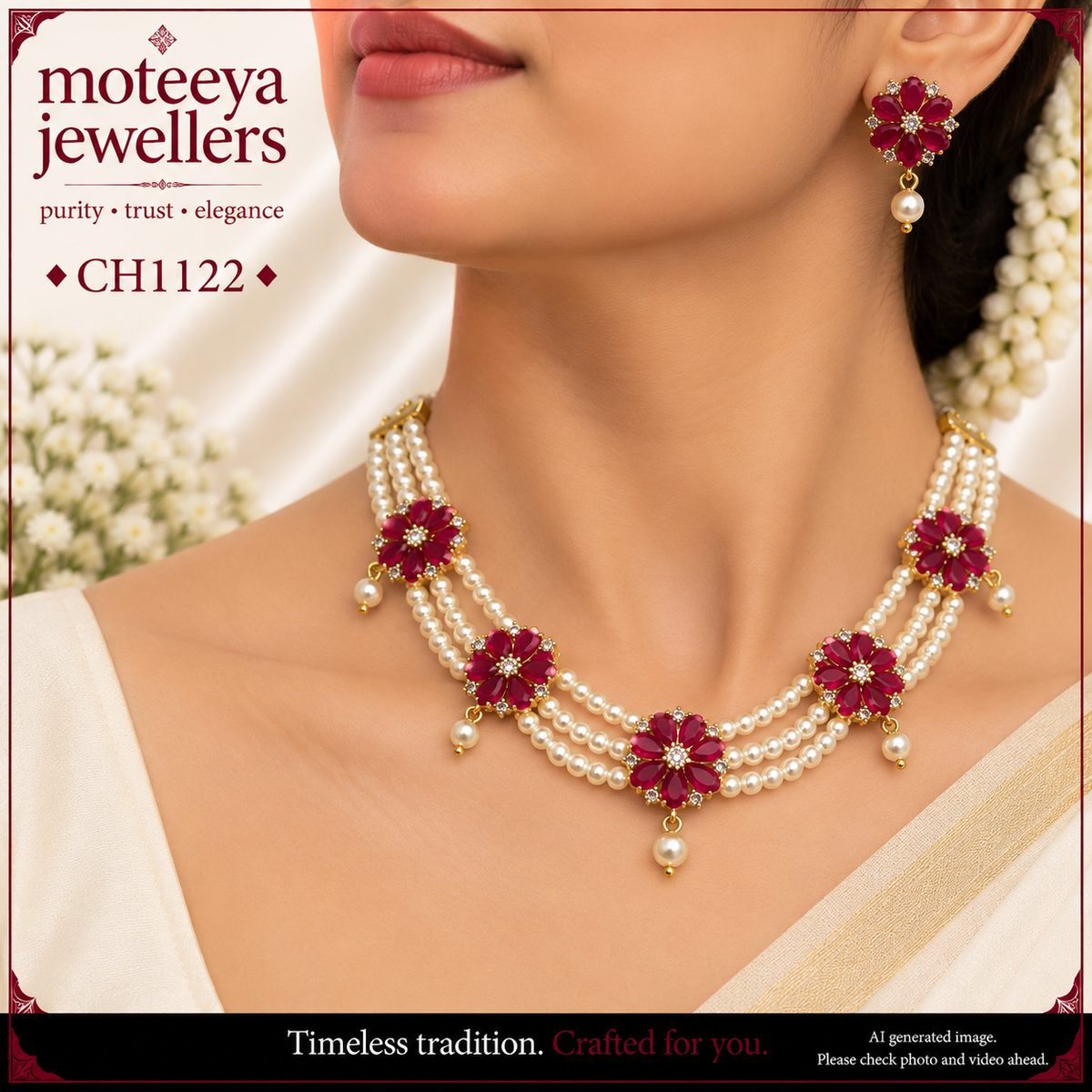 AD and pearl flower Choker CH1122