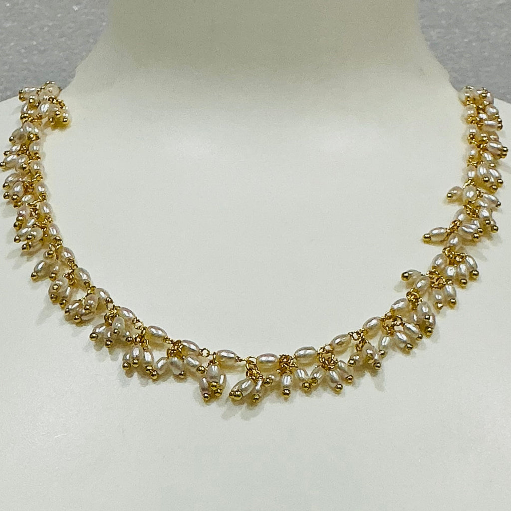 Synthetic Rice Pearl Necklace m463 463