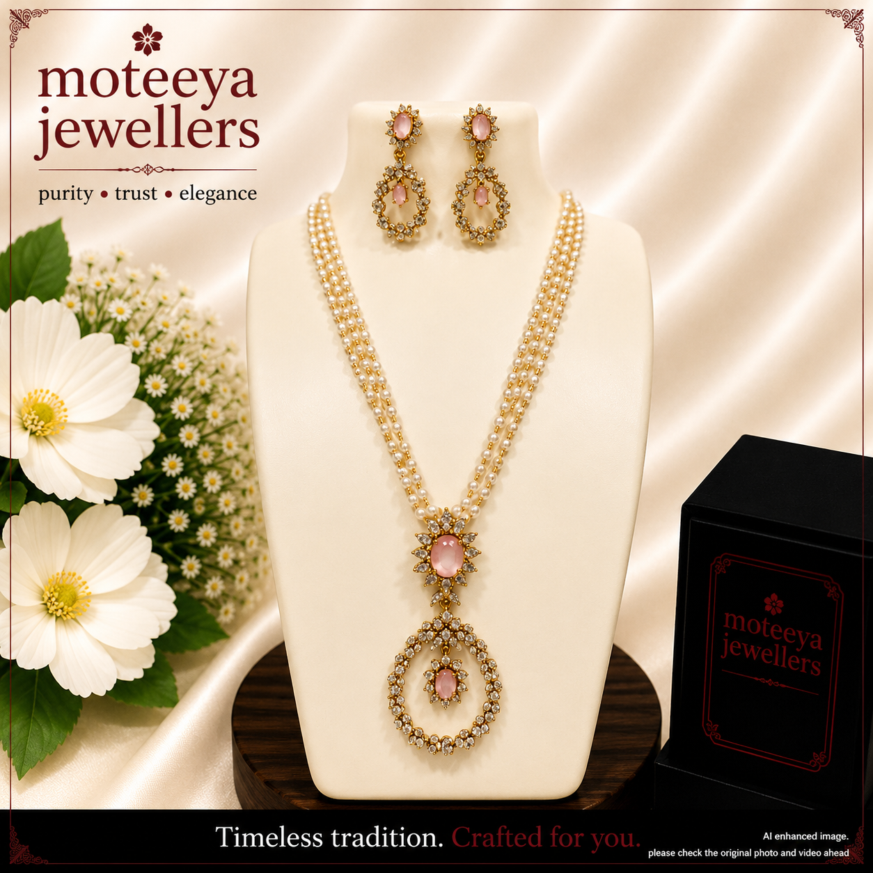AD Ring Pendulum Locket Set with pearl strands L1104 1104