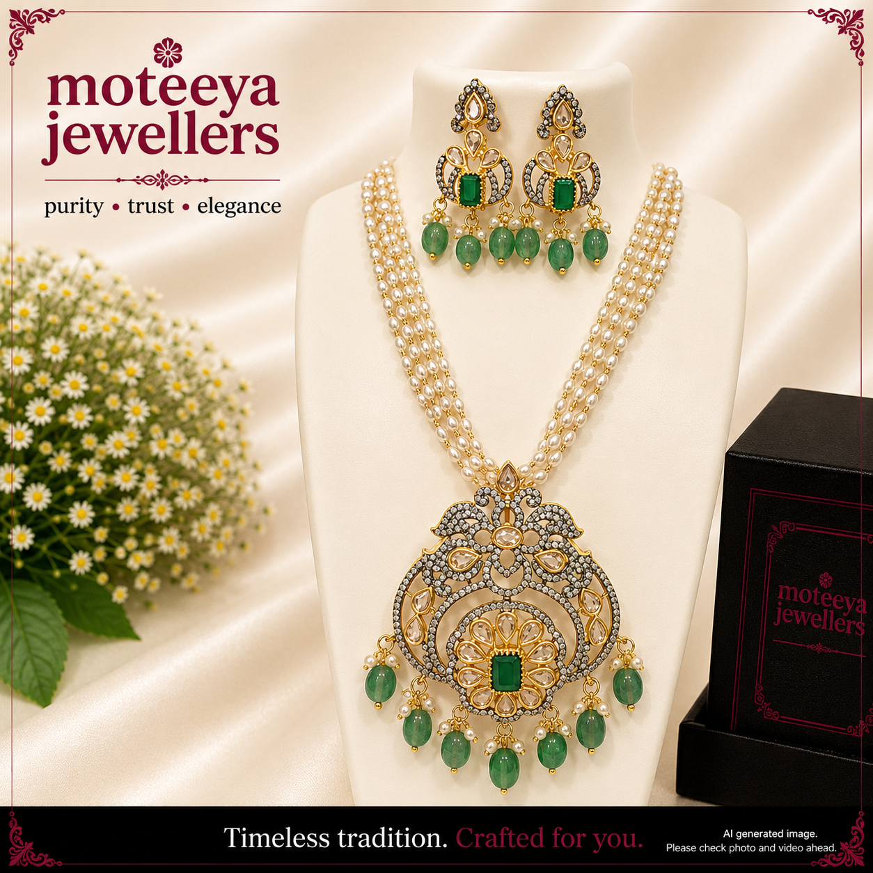 AD Locket set with pearl strands L1108 1108