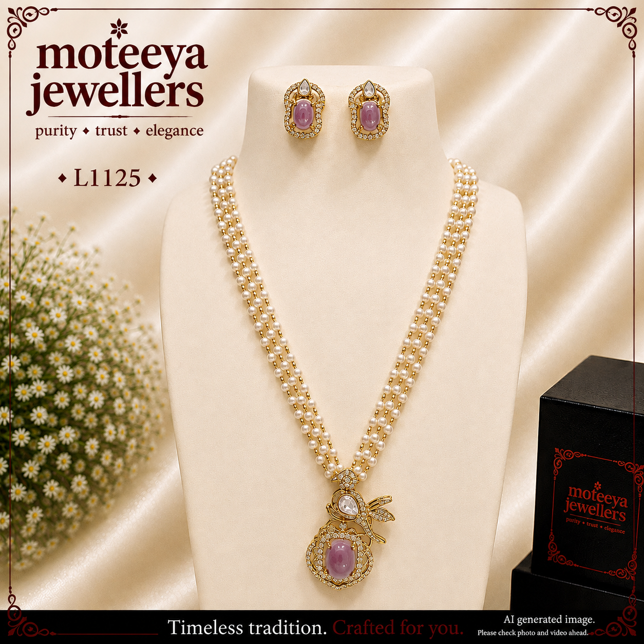 AD single stone Locket Set L1125 1125