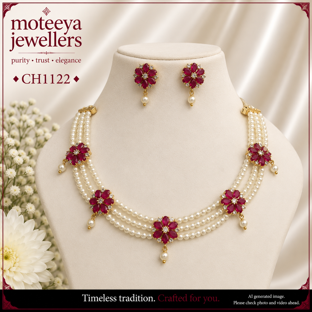 AD and pearl flower Choker CH1122