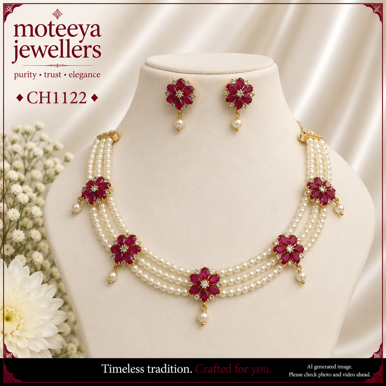 AD and pearl flower Choker CH1122