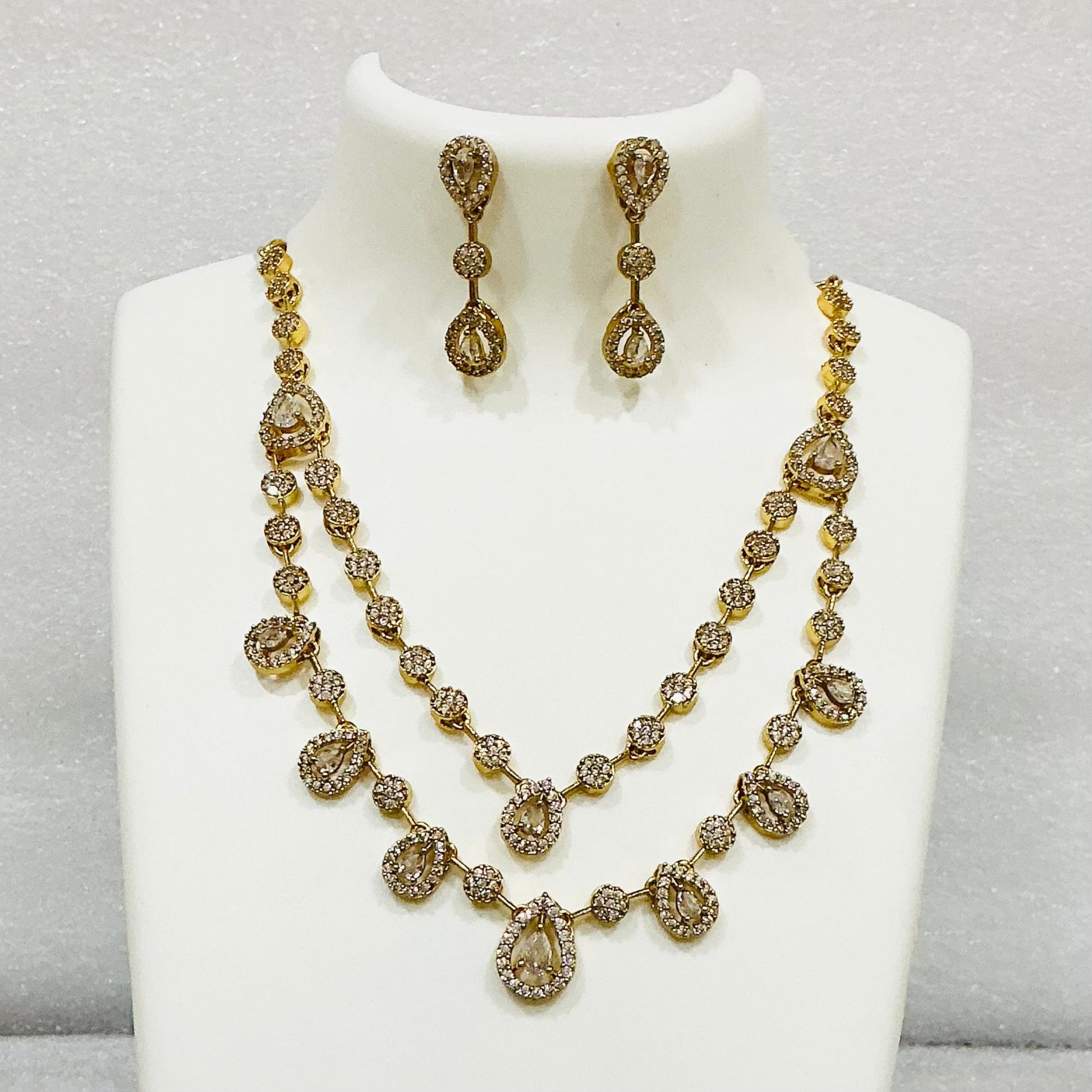 Two Layered Delicate White AD  Necklace Set m494 494