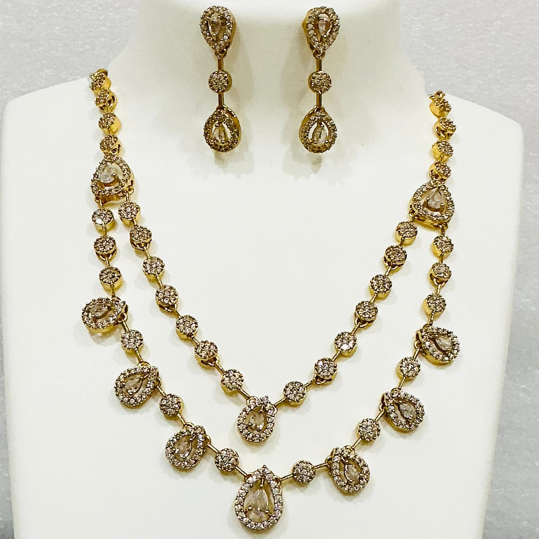 Two Layered Delicate White AD  Necklace Set m494 494