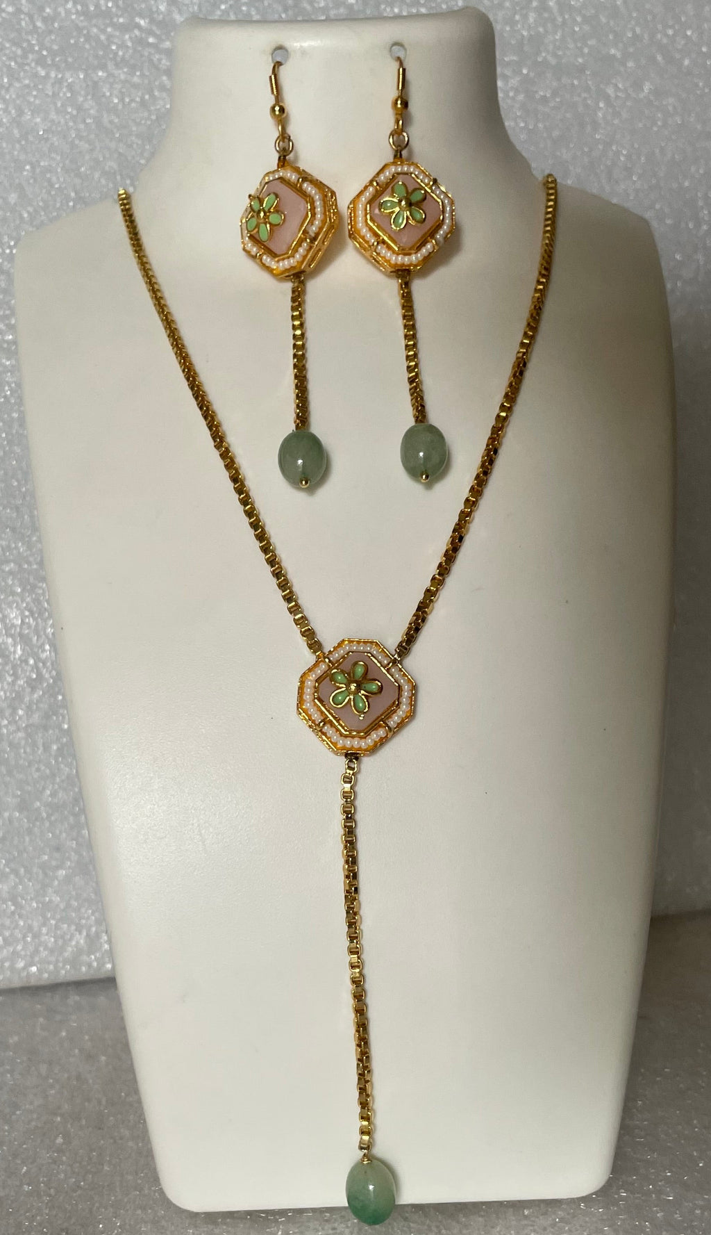 Pink stone chain necklace L1134 1134