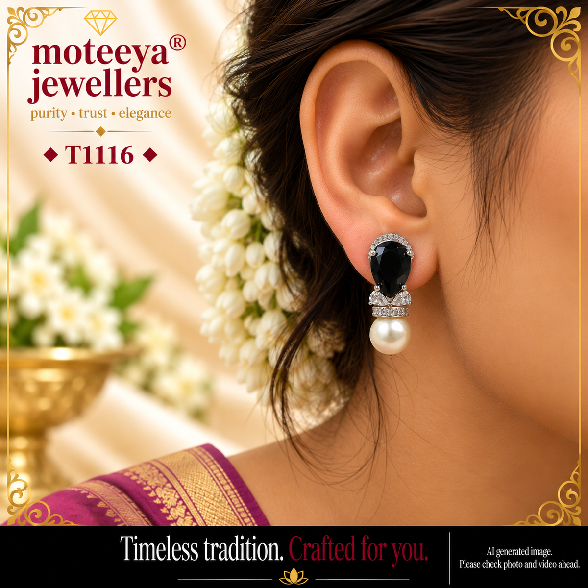 Drop shape stone earing T1116 1116