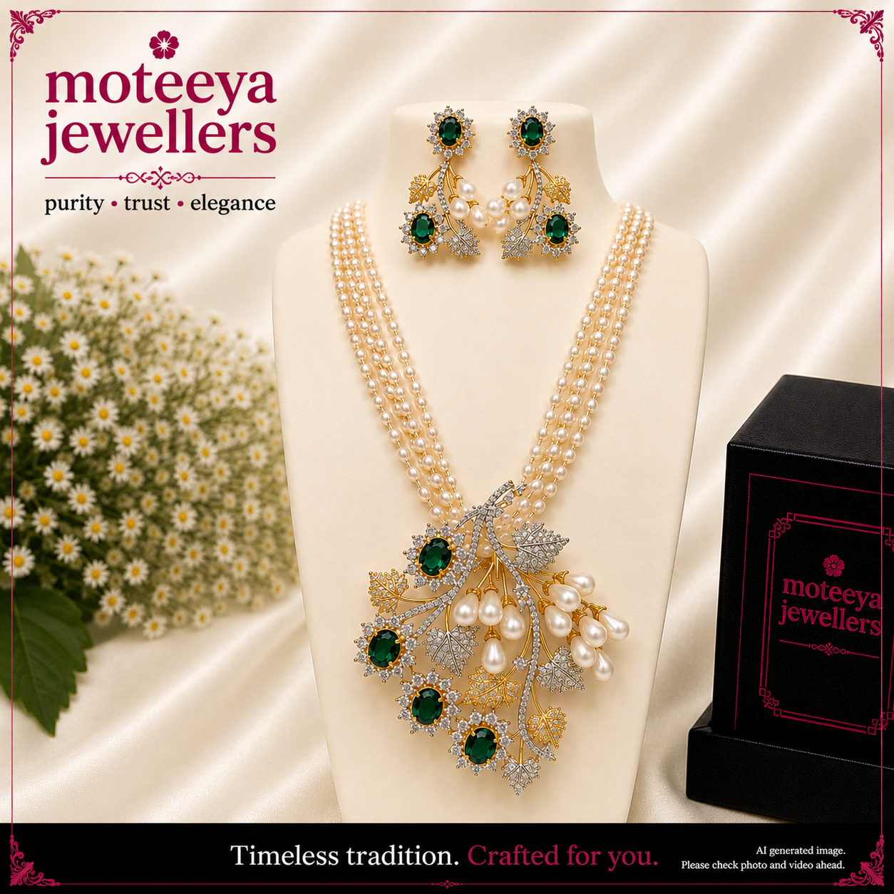 AD Mayur Locket Set with pearl strands L1107 1107