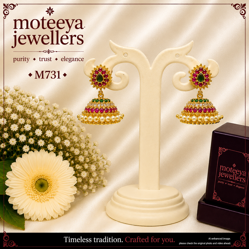 Red green moti ghumti earings m731 731