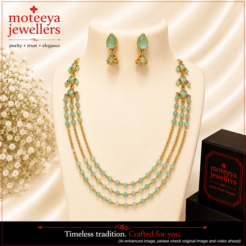 3 layered ruby color necklace m352 352