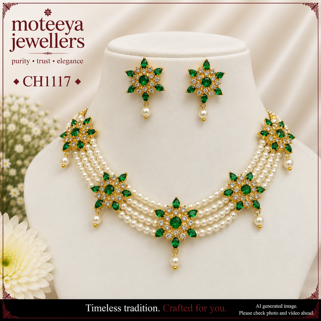 Green flower choker CH1117