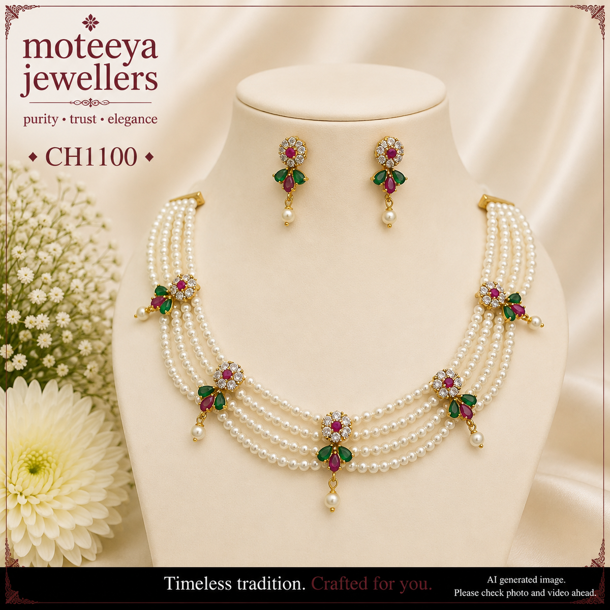 AD and pearl flower Choker CH1100