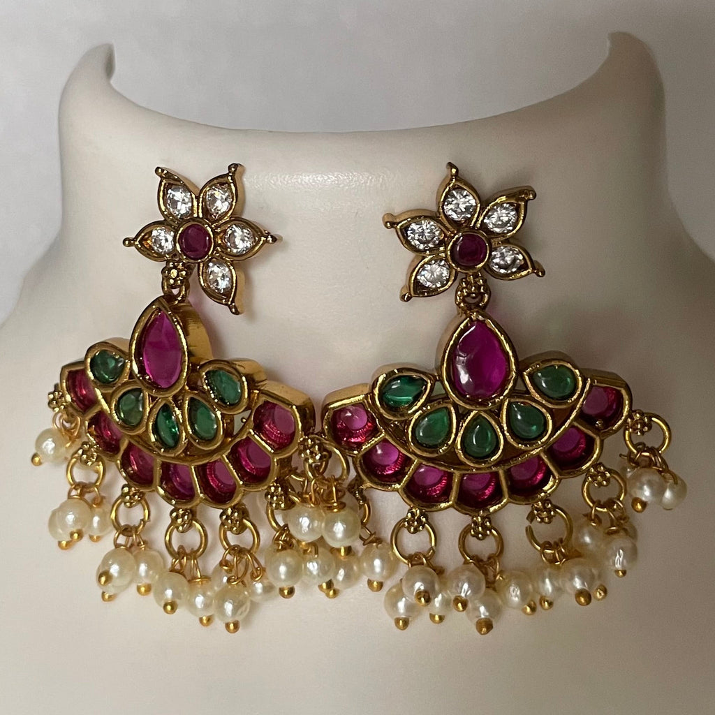 Red green dangler earings T1106 1106