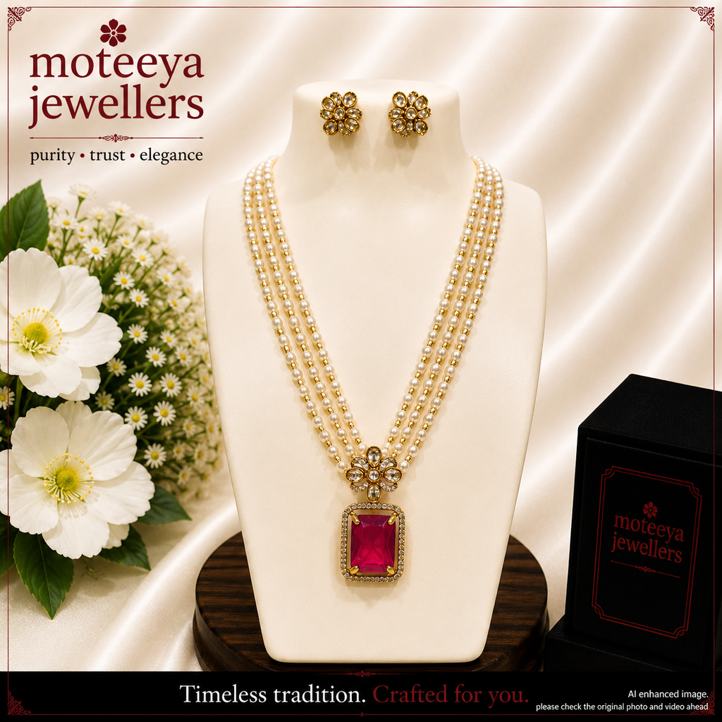 AD single stone locket set with pearl strands L1105 1105