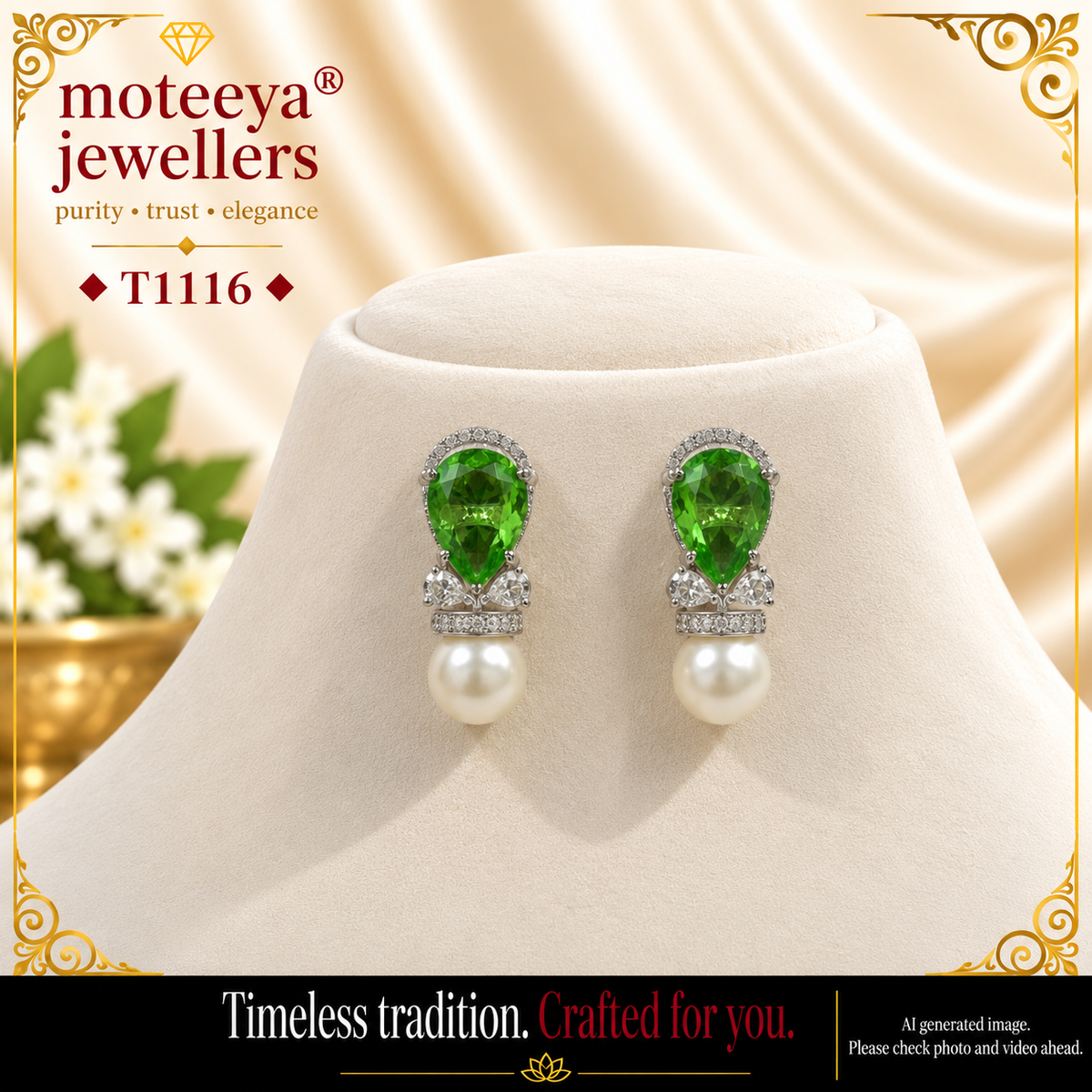 Drop shape stone earing T1116 1116