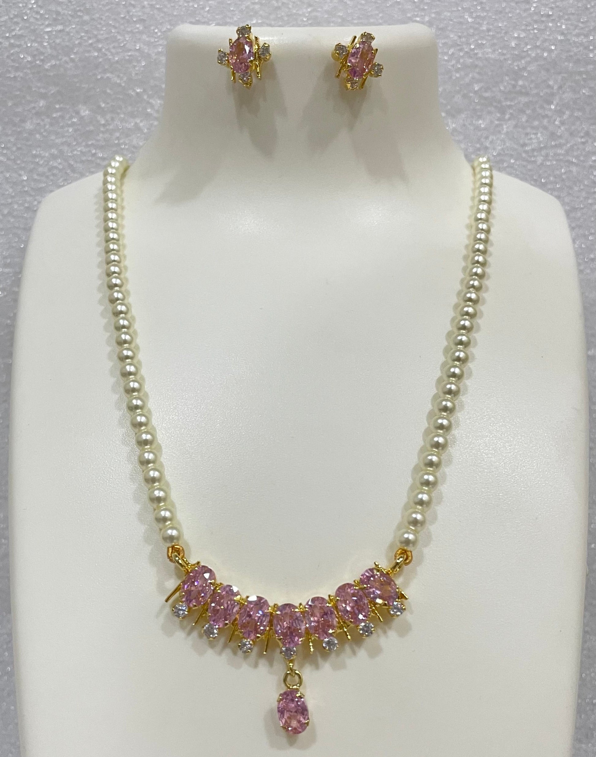 Baby pink bar pendant set PR1105 1105