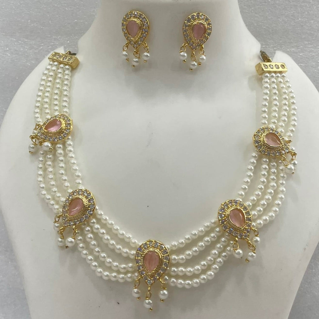 Pink and White AD pearl Choker CH1101