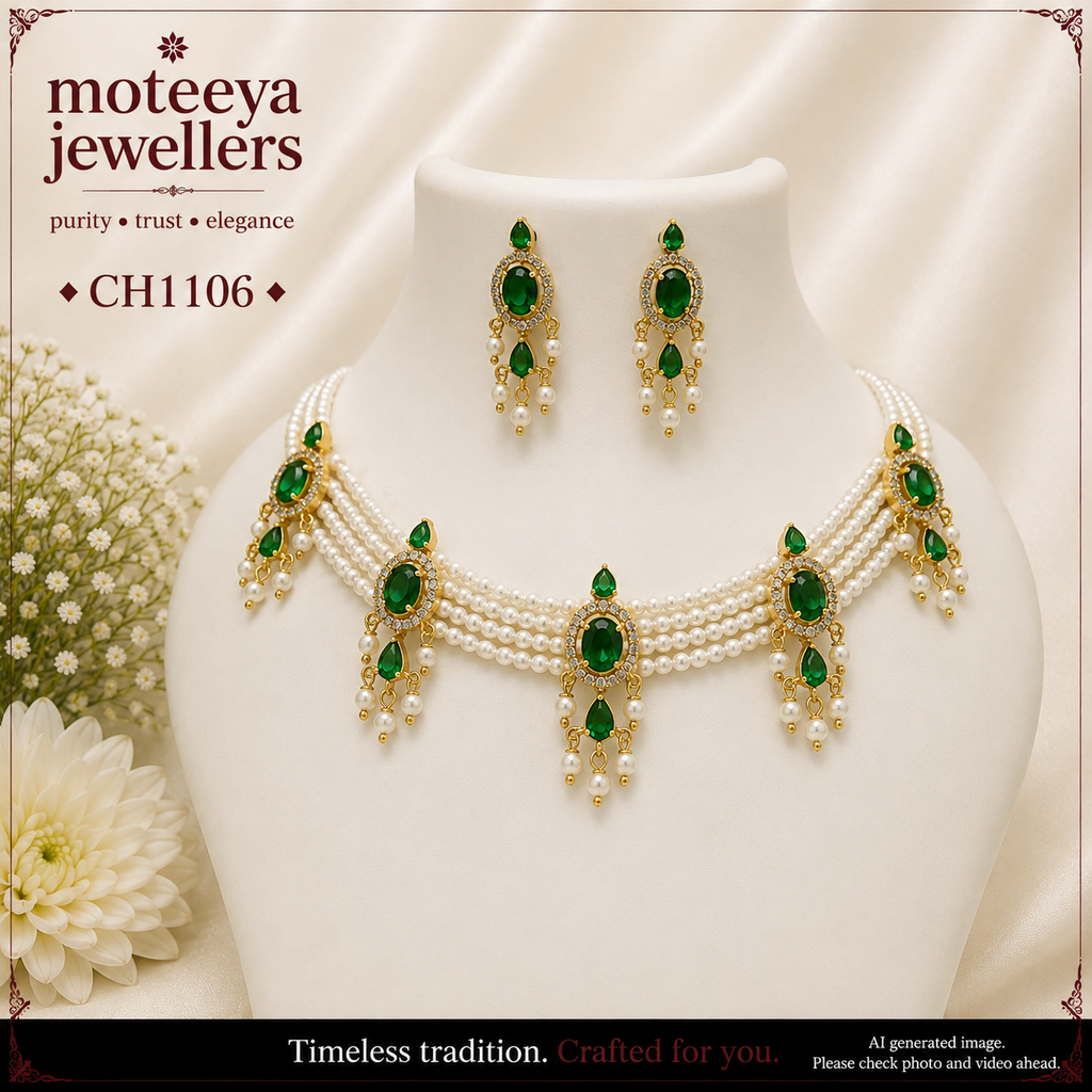 Green AD and Pearl Choker CH1106