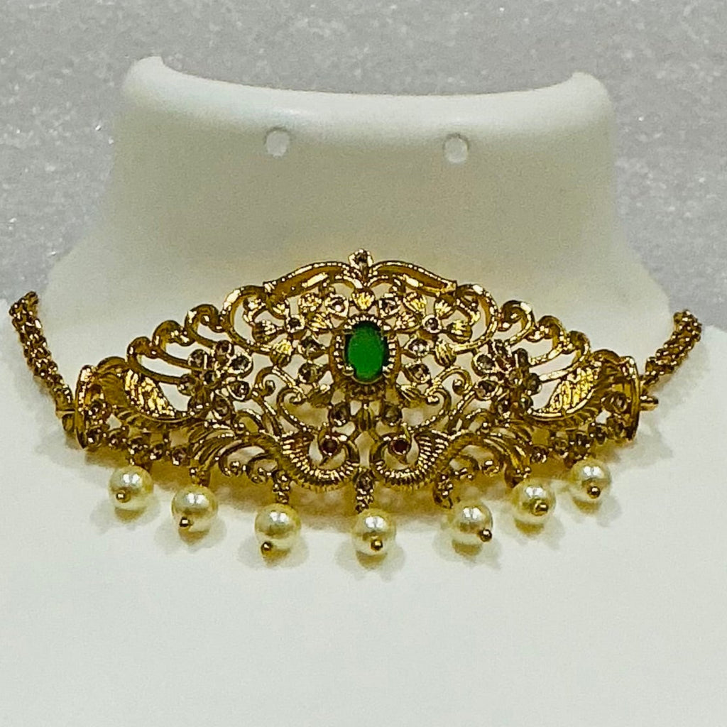 Green Stone Bajuband cum Choker m495 495