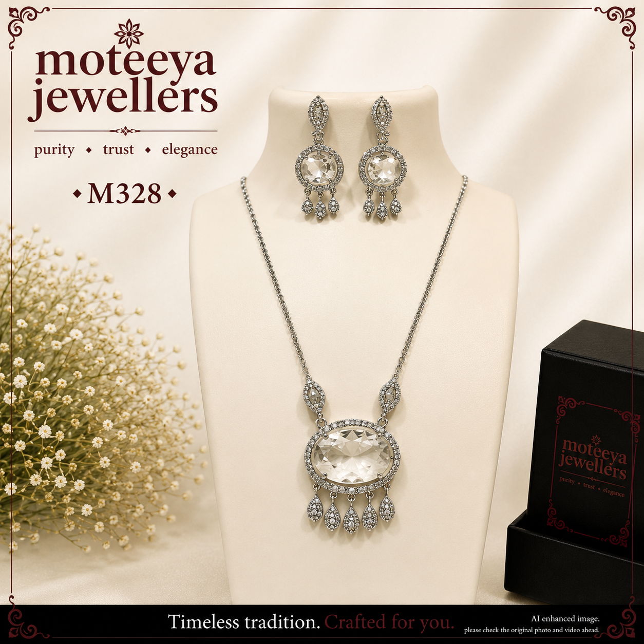 Transparent Oval locket set m328