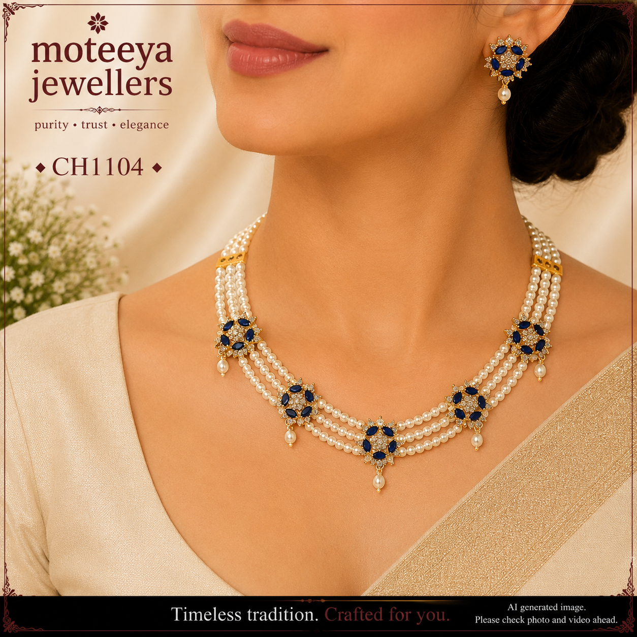 Blue and Whote AD choker CH1104