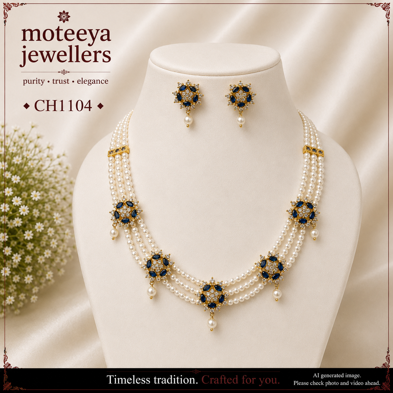 Blue and Whote AD choker CH1104