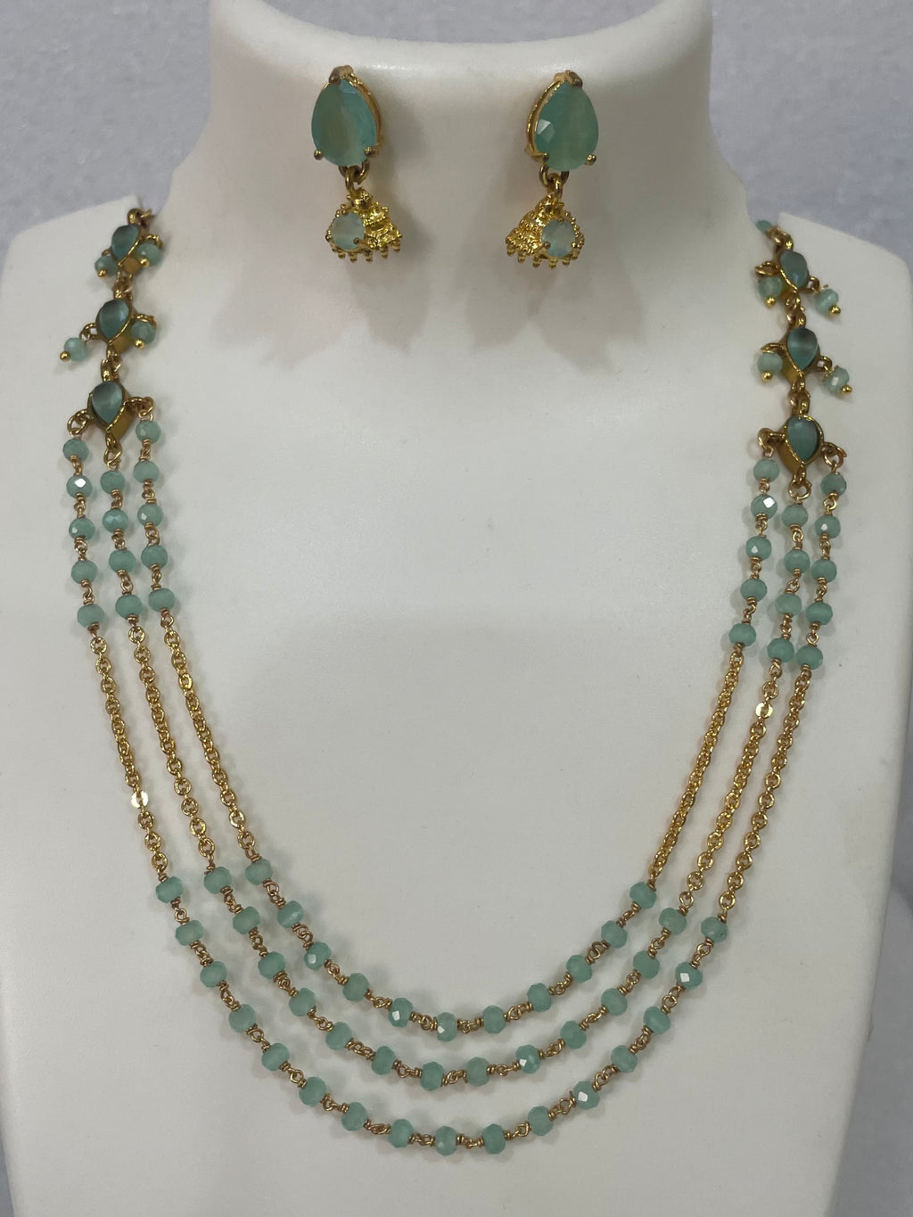 3 layered ruby color necklace m352 352