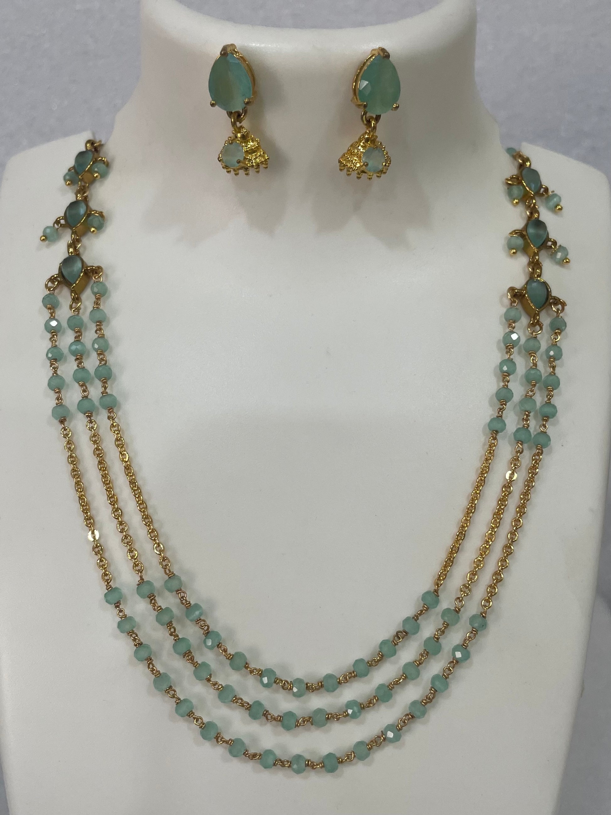 3 layered ruby color necklace m352 352