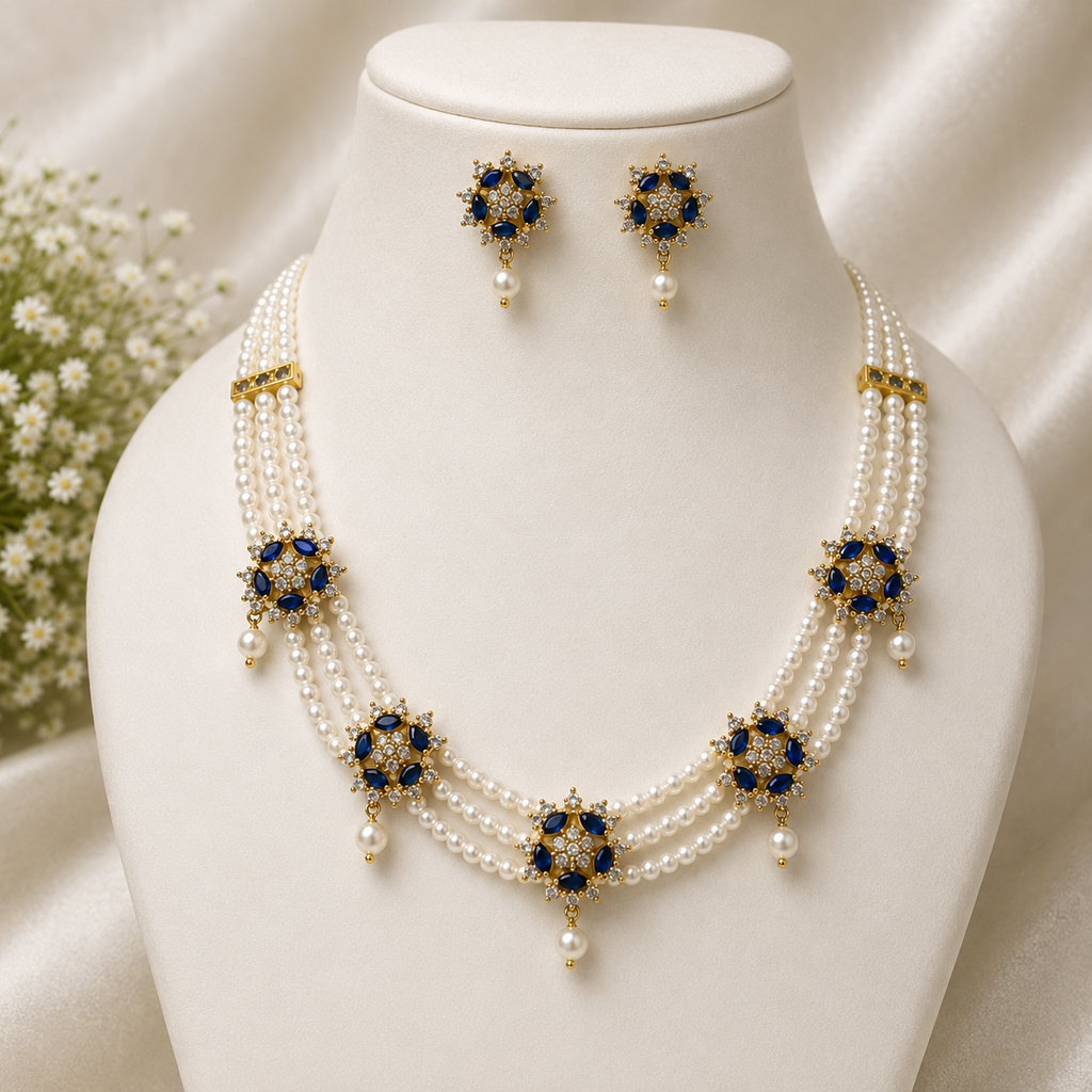 Blue and Whote AD choker CH1104