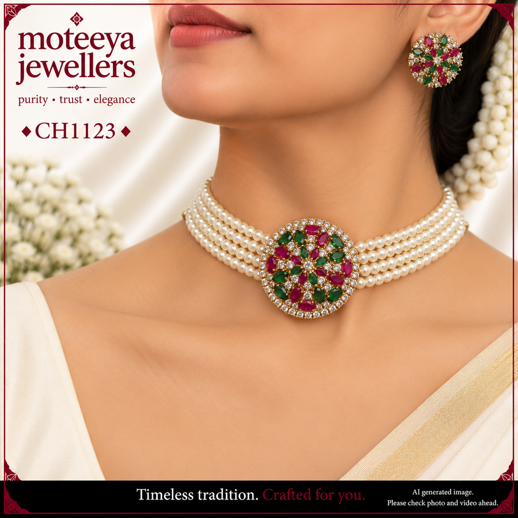 Red Green White chakra choker CH1123