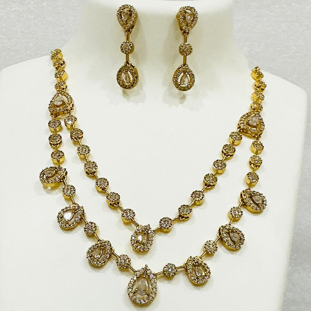Two Layered Delicate White AD  Necklace Set m494 494