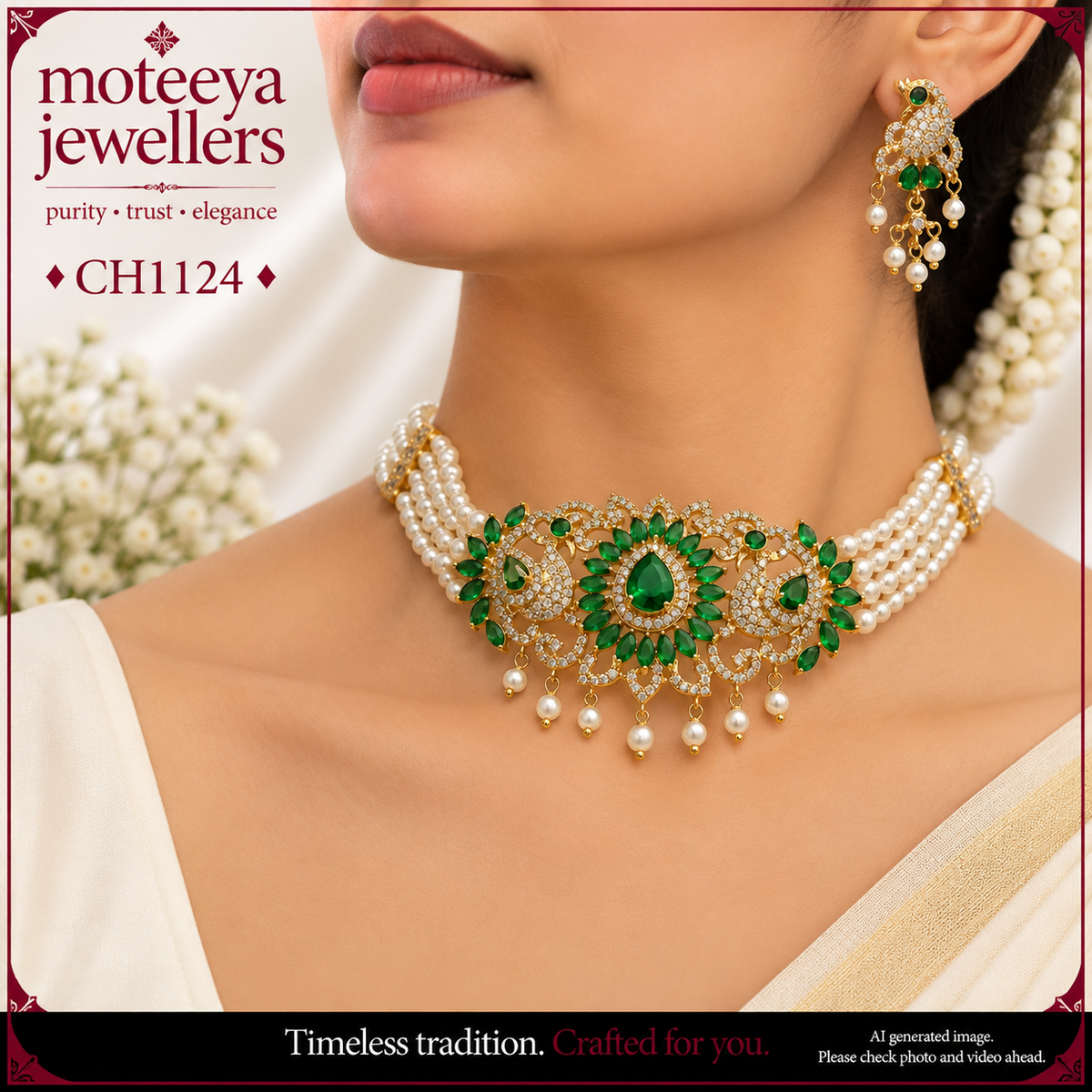 Green Mayur Choker CH1124